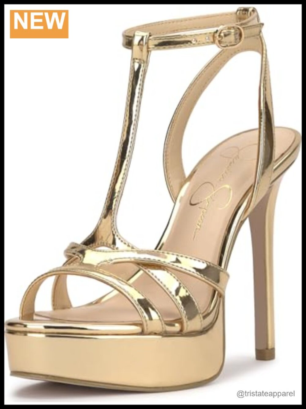 Faux Patent T-Strap Platform Sandal Stiletto Heel Evening Wear